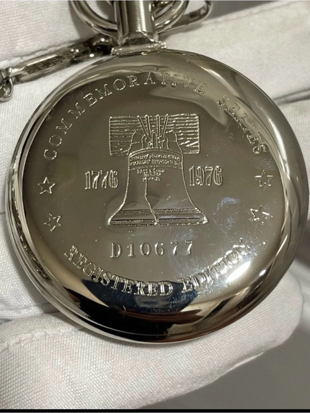 Disney Mickey Mouse Silver Pocket Watch with Red, Blue, Yellow Accents